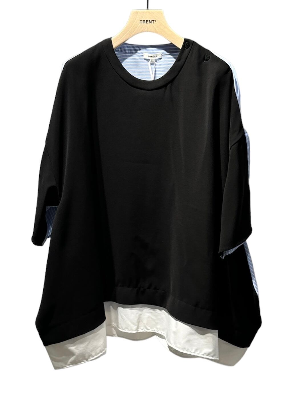 ENFOLD SHIRT COMBI PULLOVERブラック - 五分丈・七分丈