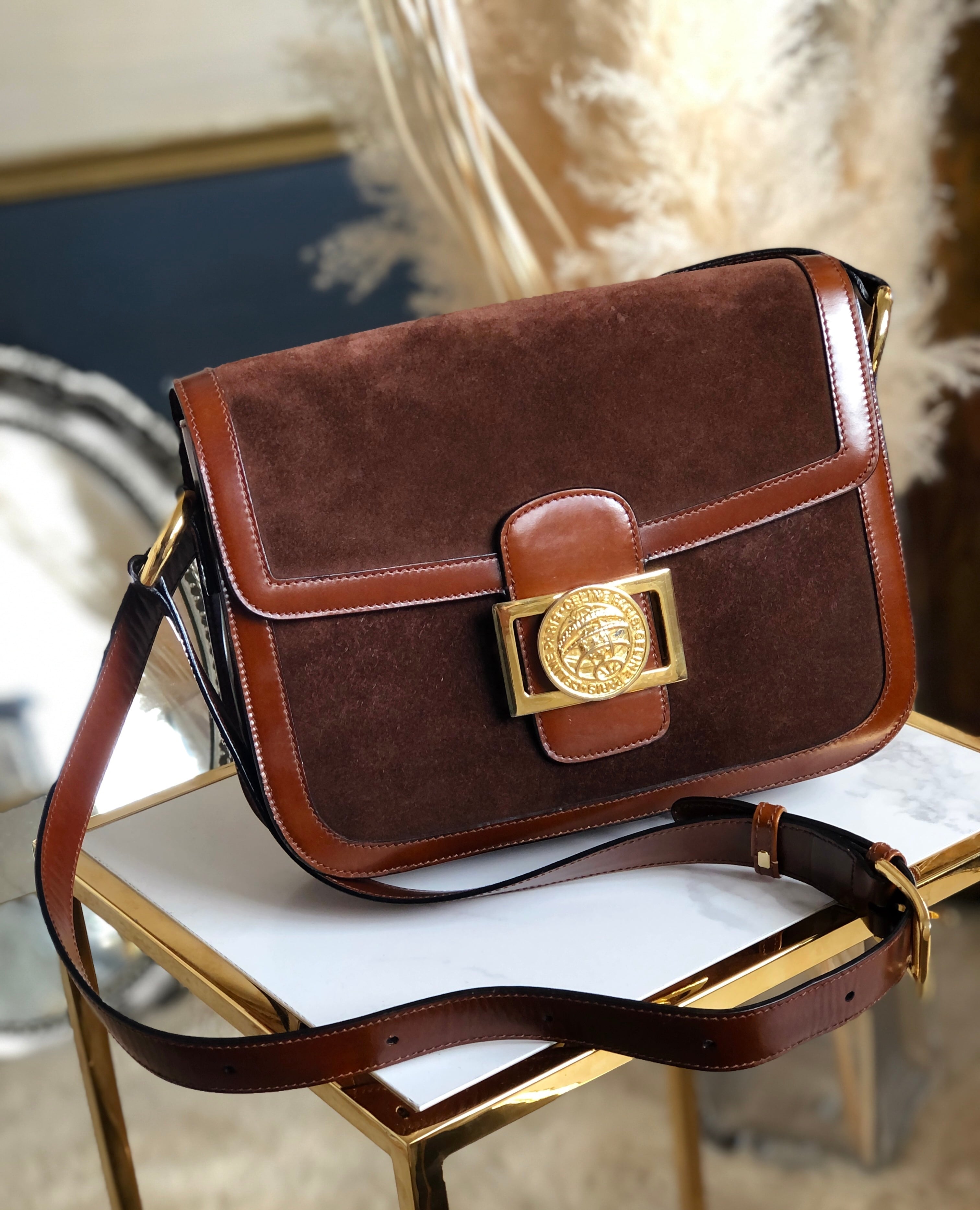 CELINE セリーヌ　メダルモチーフ　スエード×レザー　ショルダーバッグ　ブラウン　vintage　ヴィンテージ　オールドセリーヌ　smum65 |  VintageShop solo powered by BASE