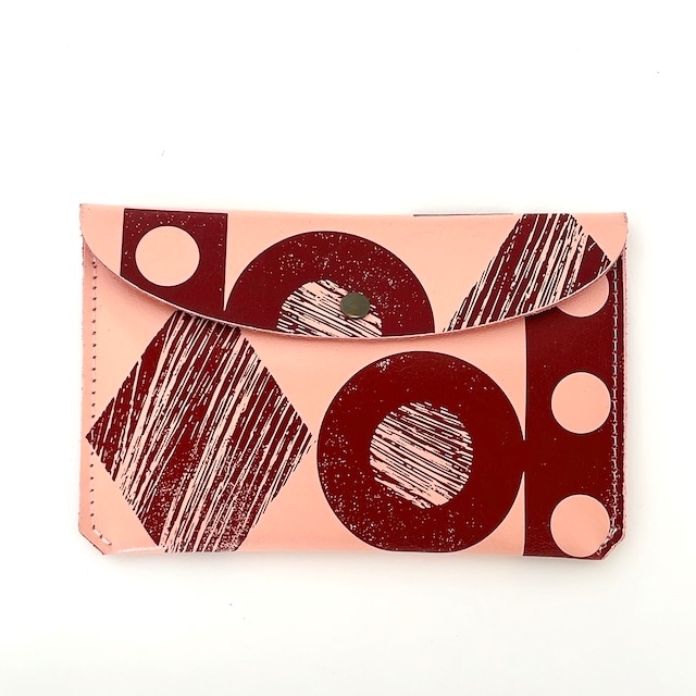 Ark Colour Design "THROW SOME SHAPES - LARGE PURSE" Pale Pink / Dark Red 本革 財布 カードケース