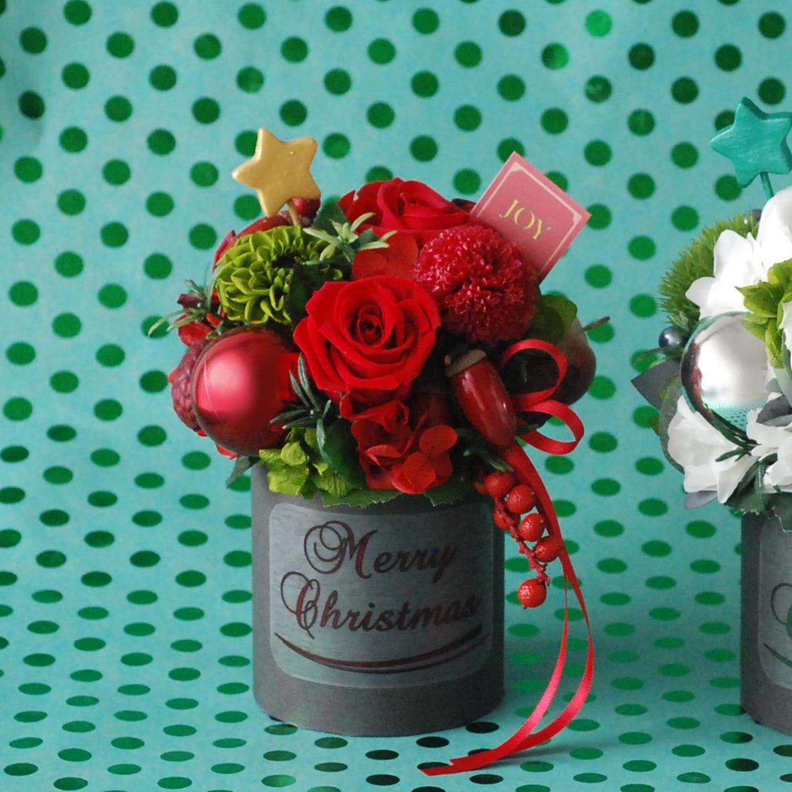 期間限定★ホーリークリスマスアレンジメント ディープレッド Mサイズ