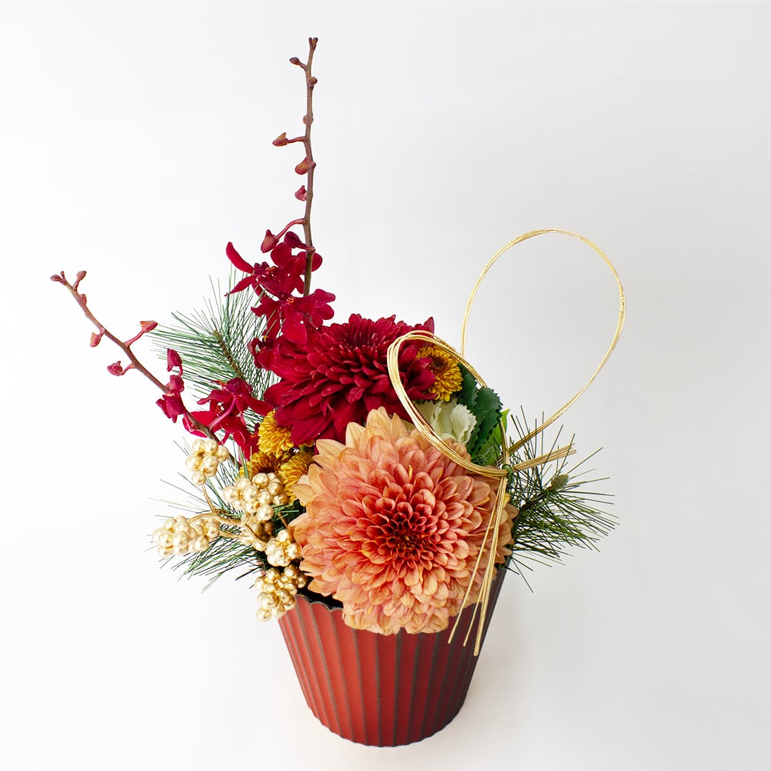 【2026迎春アレンジメントS(レッド)】|迎春アレンジメント|フラワーアレンジメント|2026年|令和8年|お正月|迎春