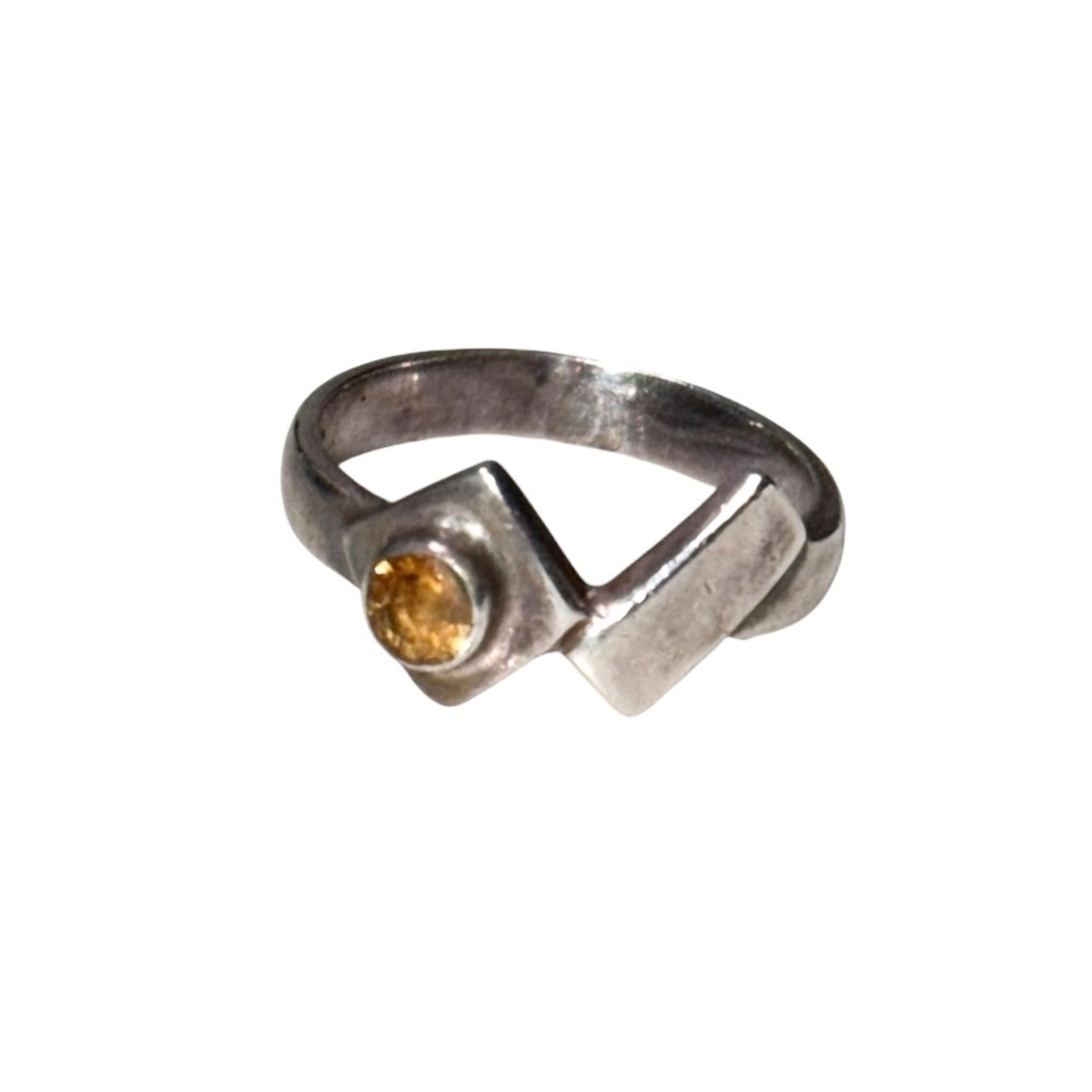 vintage silver yellow stone ring