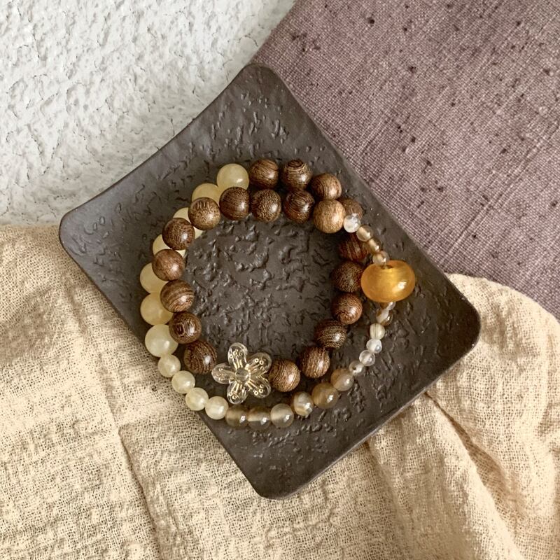 Xunオリジナル手作り檀木2層ブレスレット