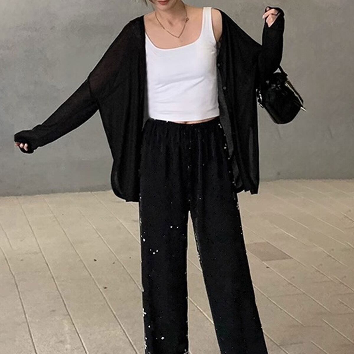 カーディガン 長袖 レディース 春夏 羽織り 韓国 透け感 紫外線対策 日焼け防止 UVカーデ きれいめ 大人 カジュアル ゆったり シアートップス 体型カバー 大人可愛い 大人女子