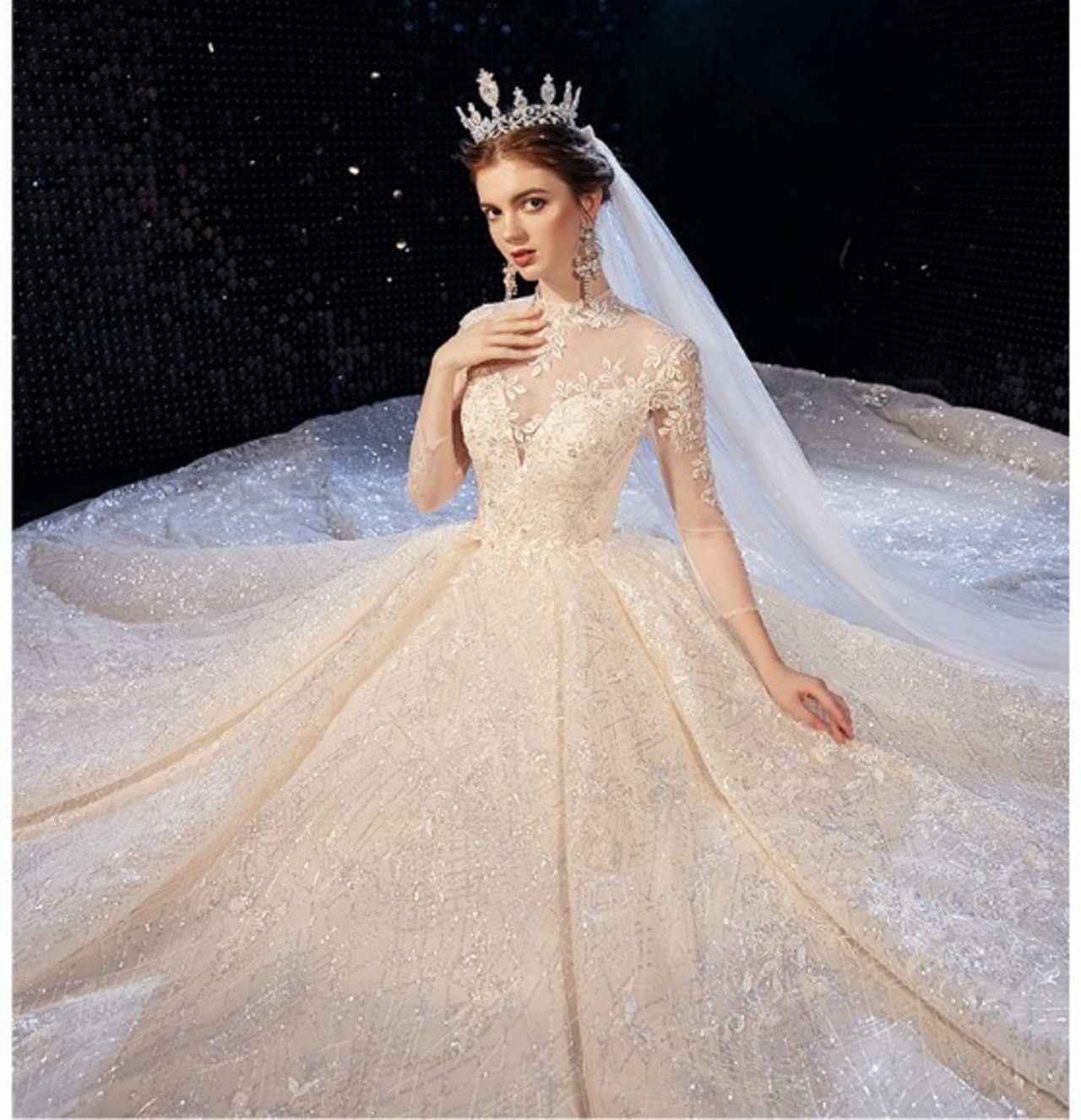 ウエディングドレス スパンコール キラキラ素材 カラードレス  