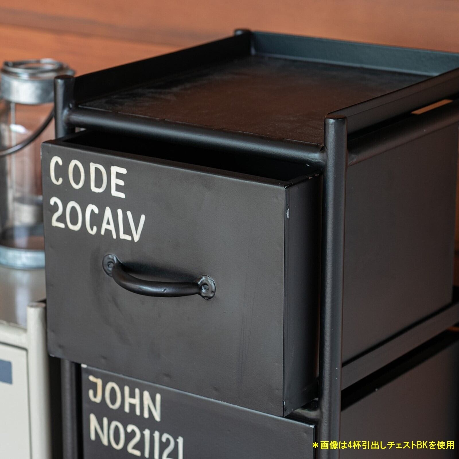 VERTICAL 2 DRAWERS CHEST - BLACK / 縦型 アイアンスチェスト 2杯 
