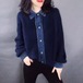 ニットセーター レディース トップス ニット セーター 重ね着風 フェイクレイヤード 襟あり ポロ襟 デニム 長袖 フロントボタン カジュアル お出かけ おしゃれ ゆったり カーディガン 羽織 秋冬