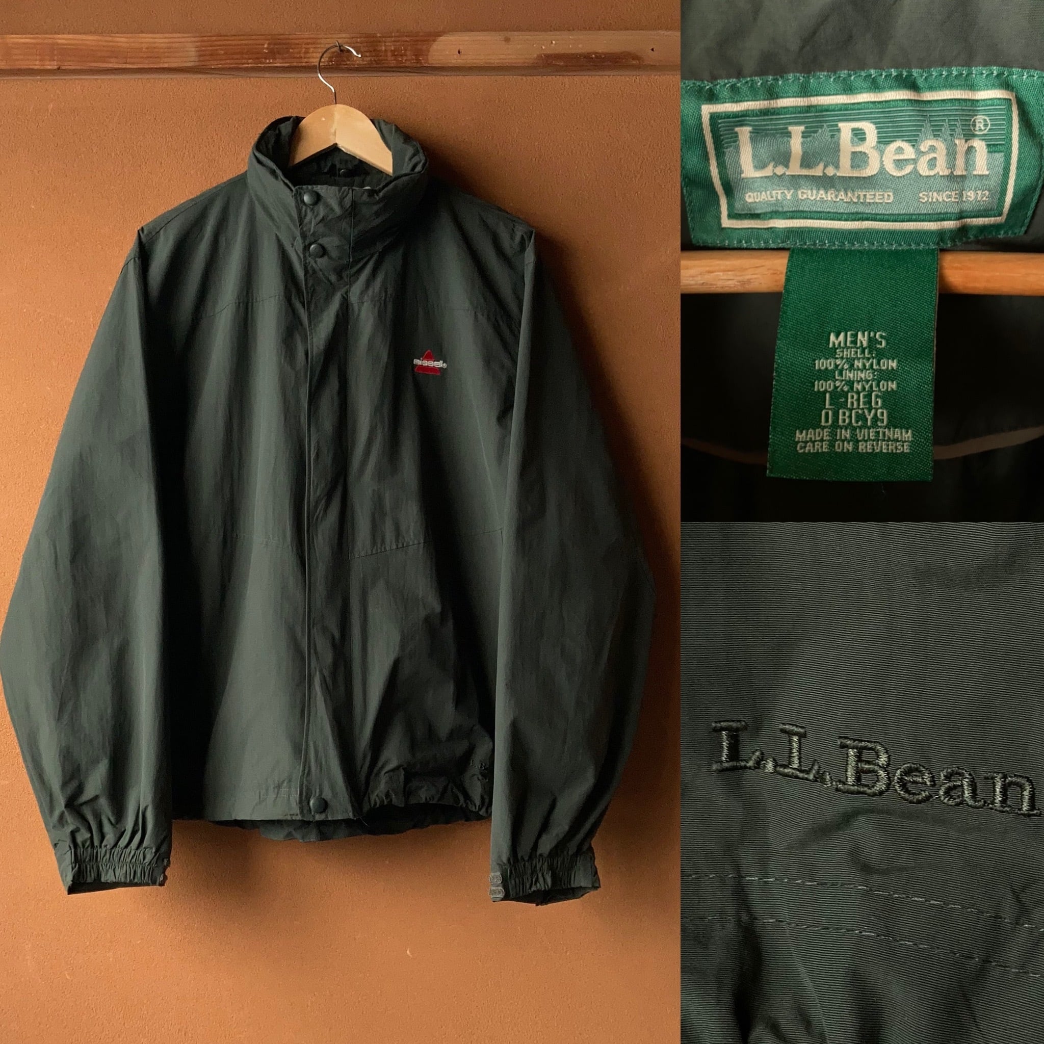 L.L.Bean ナイロンジャケット 刺繍入り ダークグリーン SIZE L ...