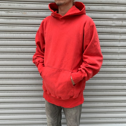90s Champion リバースパーカー バックプリント XL ペンキ ボロ