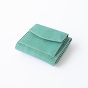 【アウトレットセール】Trifolia　三つ折りコンパクト財布 コルク製 ターコイズ