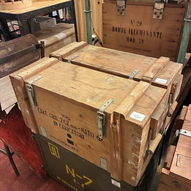 Italia Ammunition wood box イタリア アミニッションウッドボックス