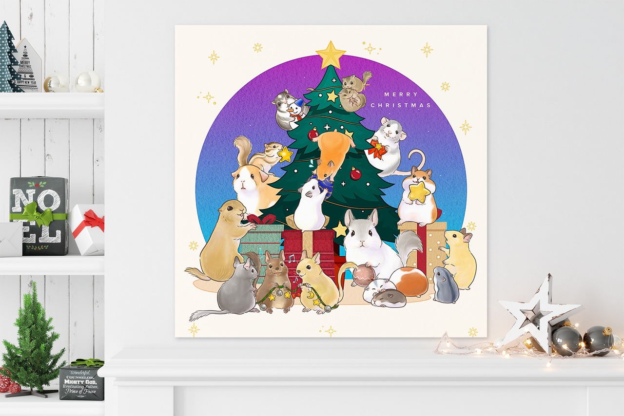 クリスマス マウス タペストリー 壁掛け 54×54cm Sサイズ FM-S002
