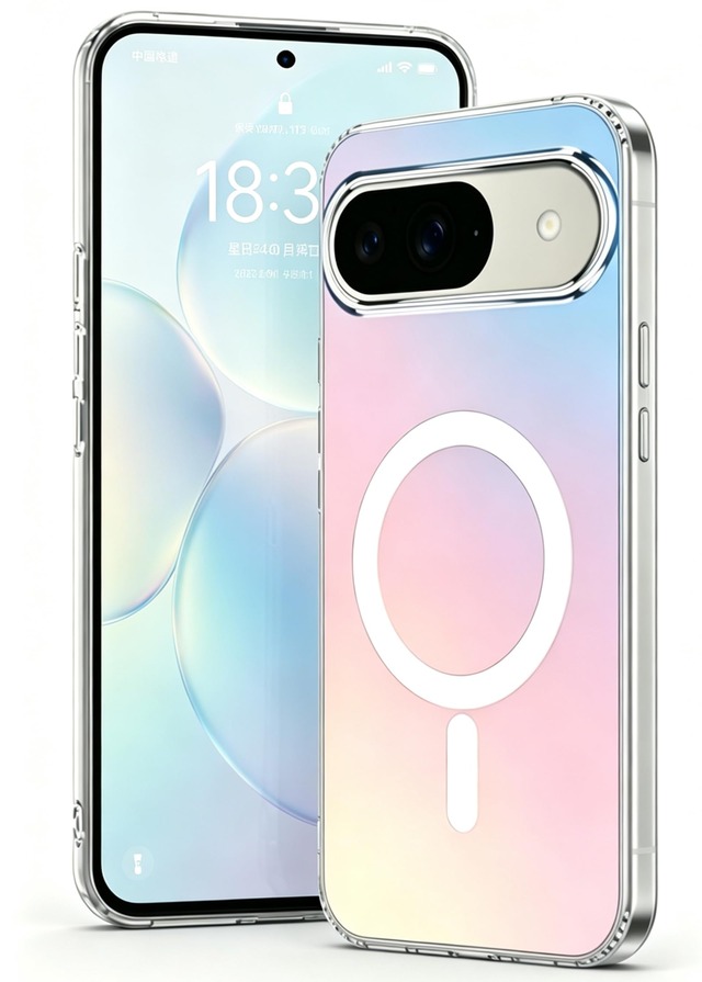 Google Pixel 9/9 Pro 用 ケース MagSafe対応 ホログラム カラーチェンジ グーグルピクセル 9 /9 プロ カバー ワイヤレス充電 日系アート おしゃれ 個性的 トレンディ軽量 薄型 耐衝撃 保護 マグネット搭載 車載ホルダー ピクセル9 / 9 プロ カバー(カラー、レーザー)