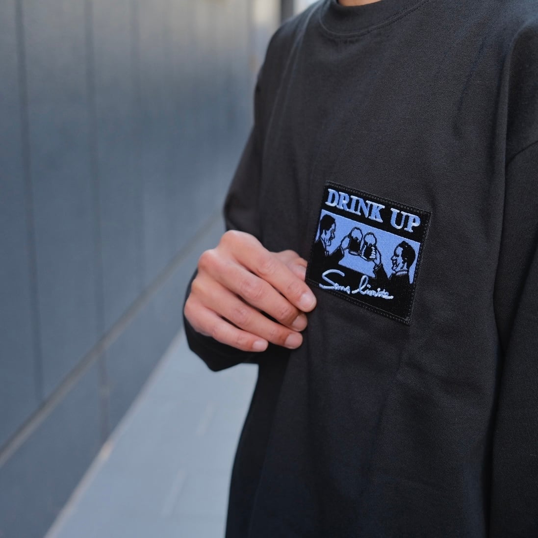 Sans limite(サンリミット) / ビールロンTEE DRINK UP PATCH-black