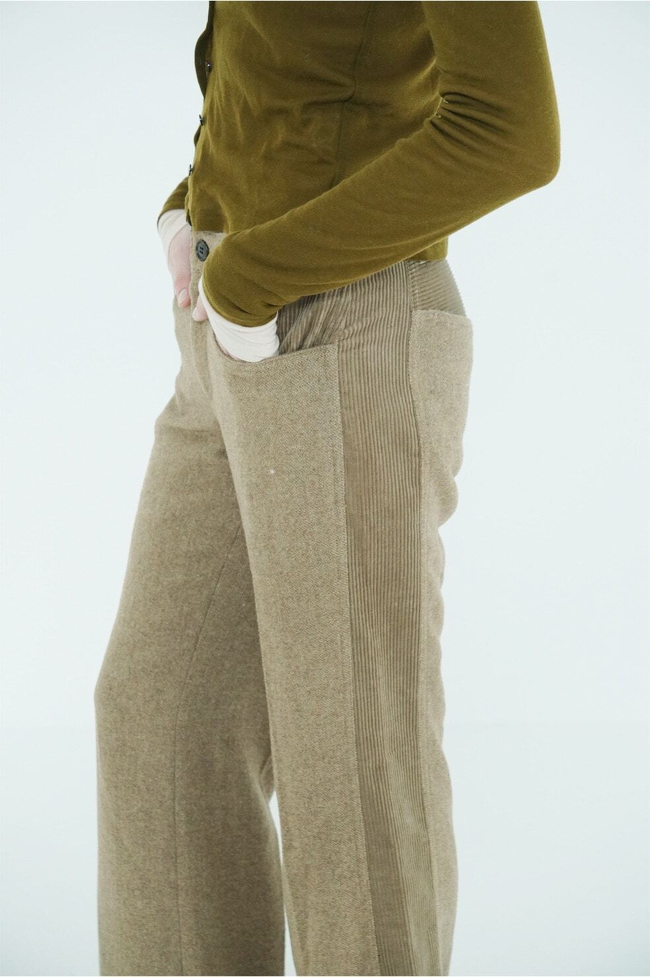 CLANE CORDUROY PANEL MELANGE PANTS