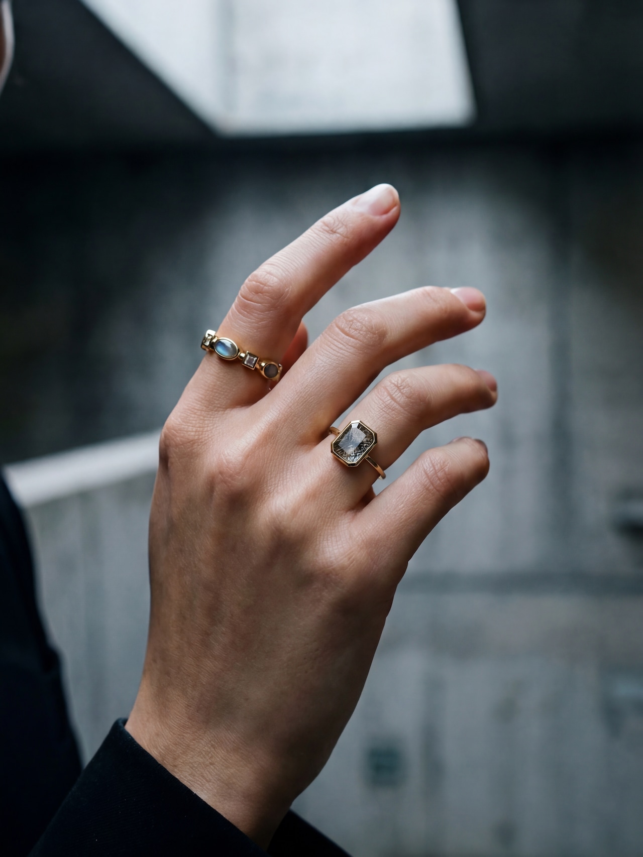 S925 MULTI SHAPE LABRADORITE ETERNITY RING
