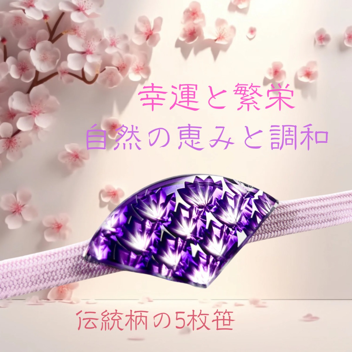神を招く縁起物」東京切子帯留め 恵と調和の五枚笹 紫 | KILIKO 東京