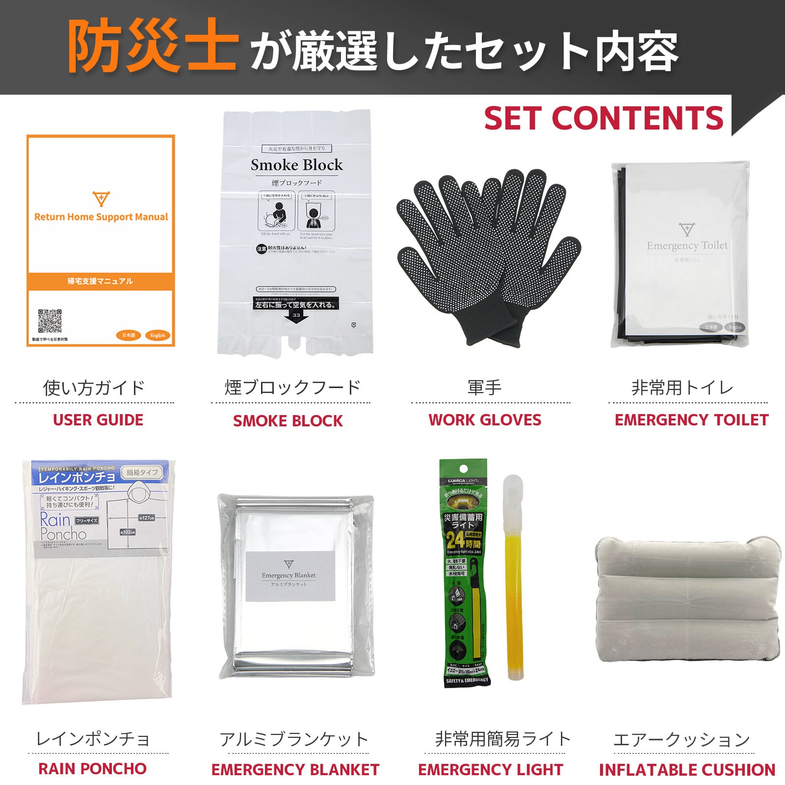 帰宅支援セット A5サイズ フラバ 一晩過ごす用 防災セット 一人用 帰宅