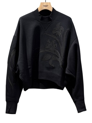 【26SS】Mame Kurogouchi マメ クロゴウチ / スウェットトップス 刺繍 長袖 / Floral Embroidery Short Sweat Top