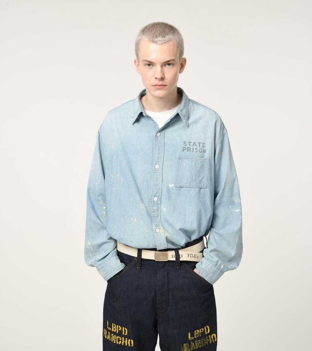 BOWWOW　STATE PRISON CHAMBRAY SHIRT Lサイズ BOWWOW STATE PRISON CHAMBRAY SHIRT | BOW & ARROW WEB STORE