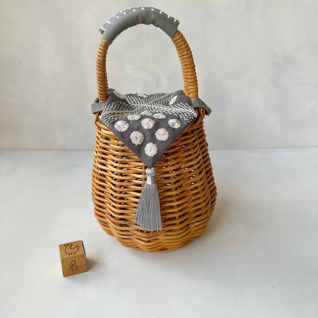 【GLAYリネン】SASHIKO  STITCH  BASKETほっそり