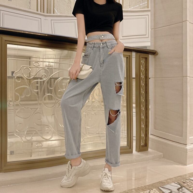 スタイルルーズハイウェストウェストジーンズ ダブルパンツ YY-ファッション22163854909