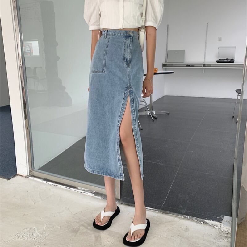 スカート サマーハイウェストロング 夏物 ハンチェンe94890884027