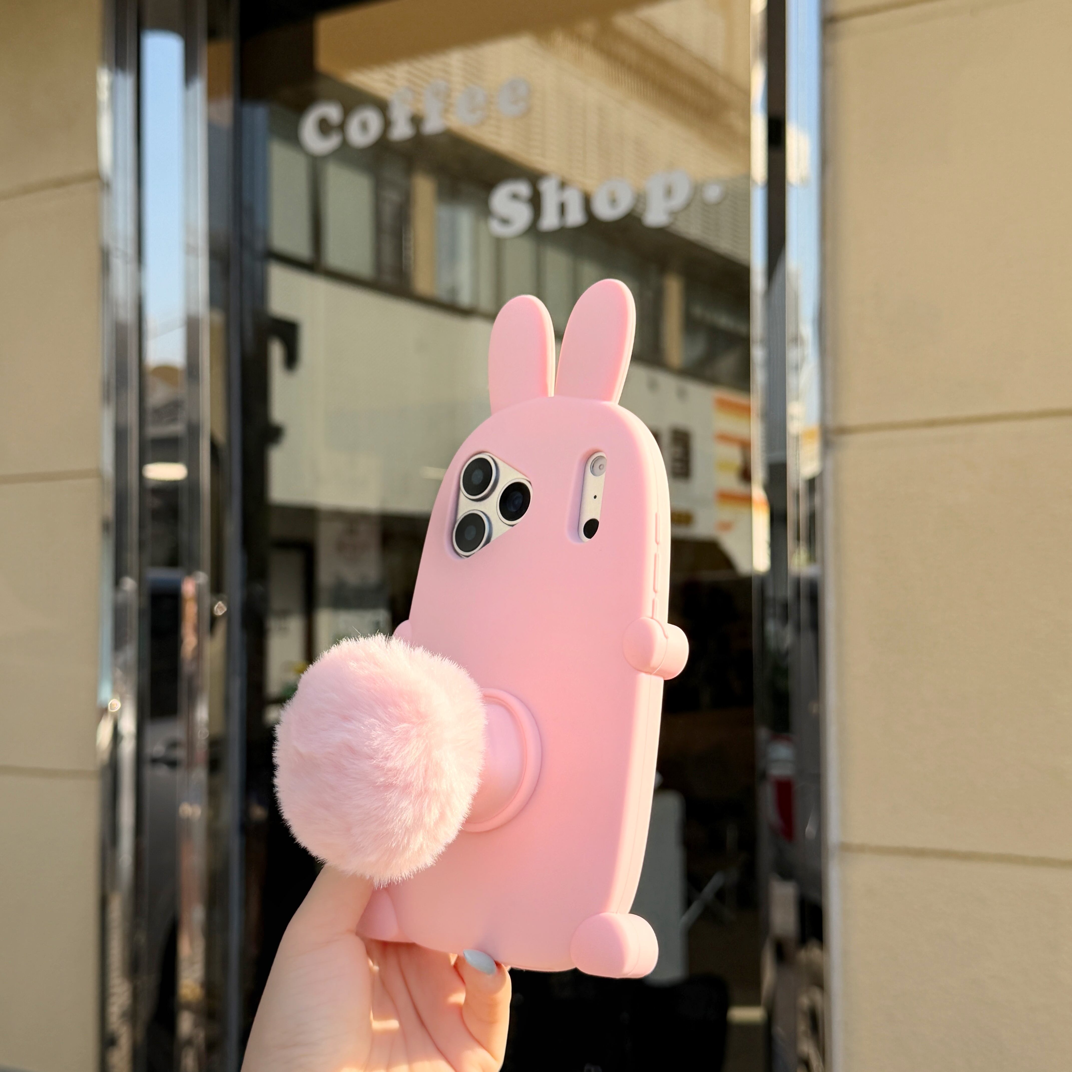 うさみみ iPhone 16 15 14 13 ケース シリコン製 可愛い うさぎ しっぽ