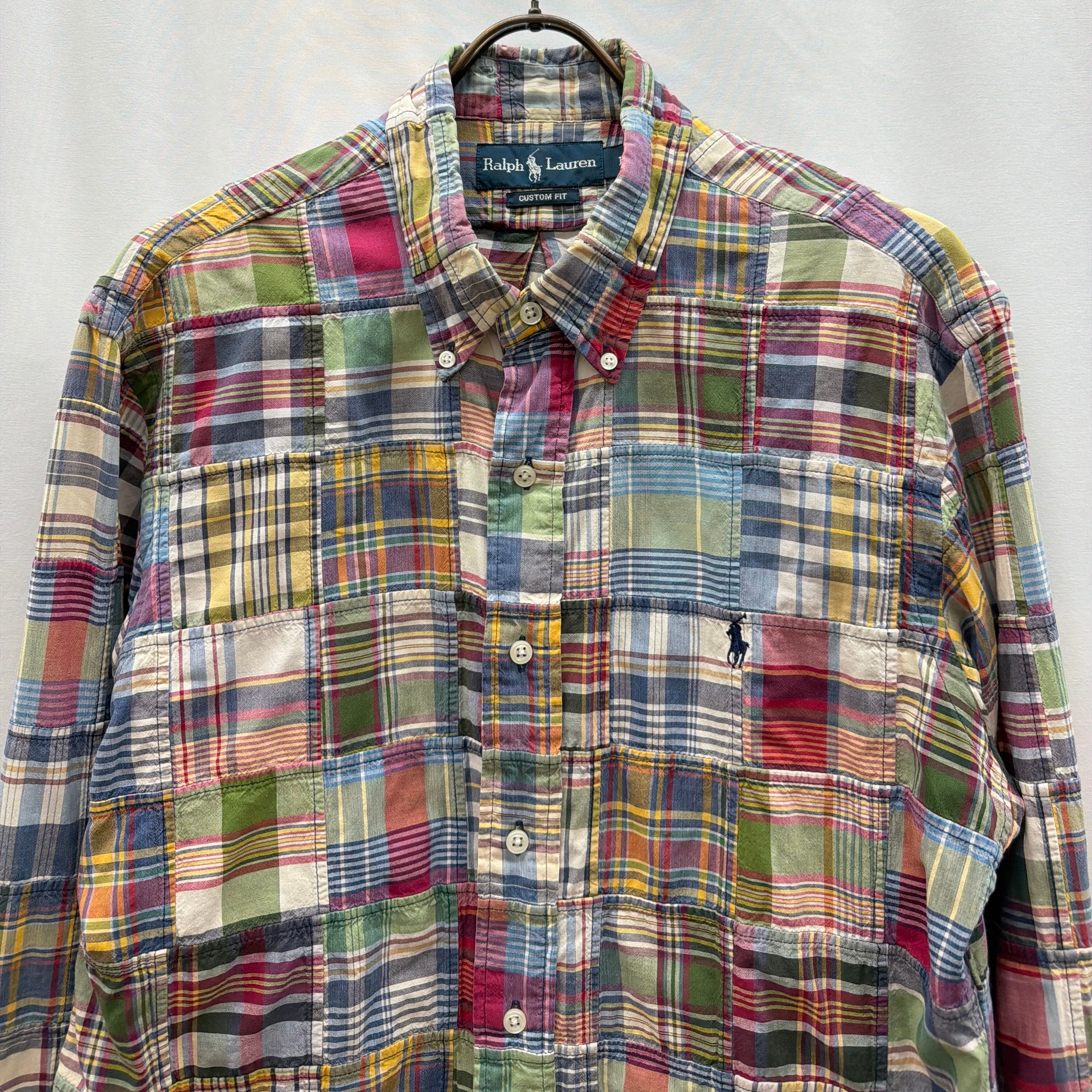 【希少・美品】ラルフローレン ビンテージ加工　パッチワーク　シャツ RALPH LAUREN】patchwork shirt パッチワーク シャツ ラルフローレン