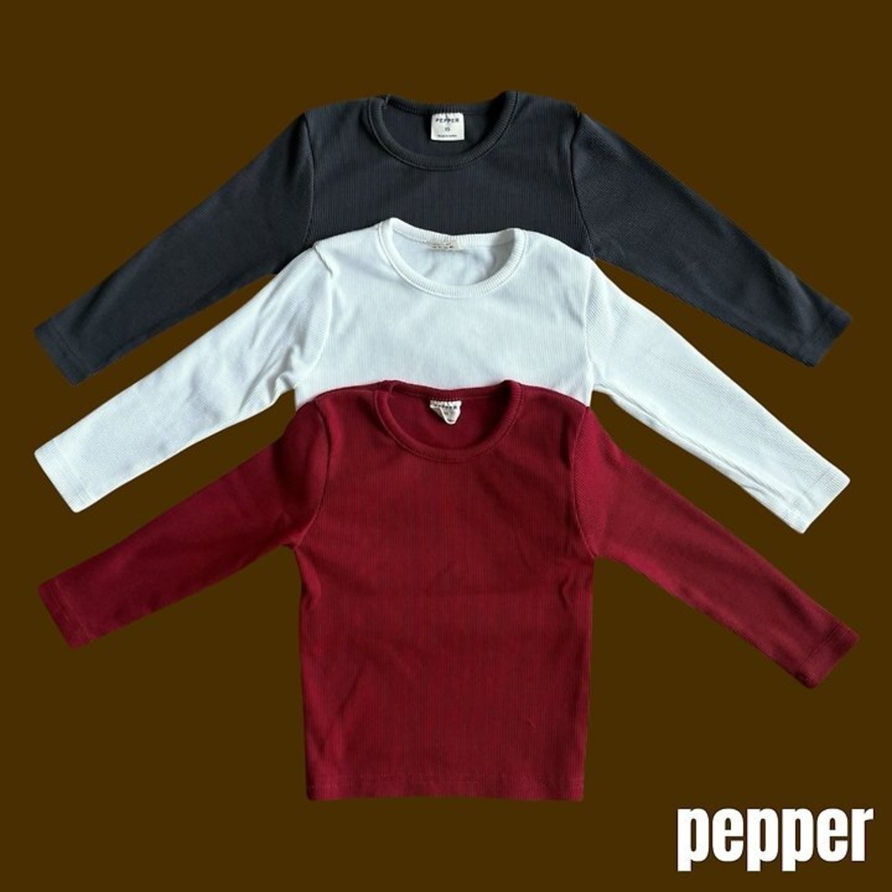 韓国子供服 / PEPPER / 26Autumn / ホチュ リブT / 秋服 *XS~XL *