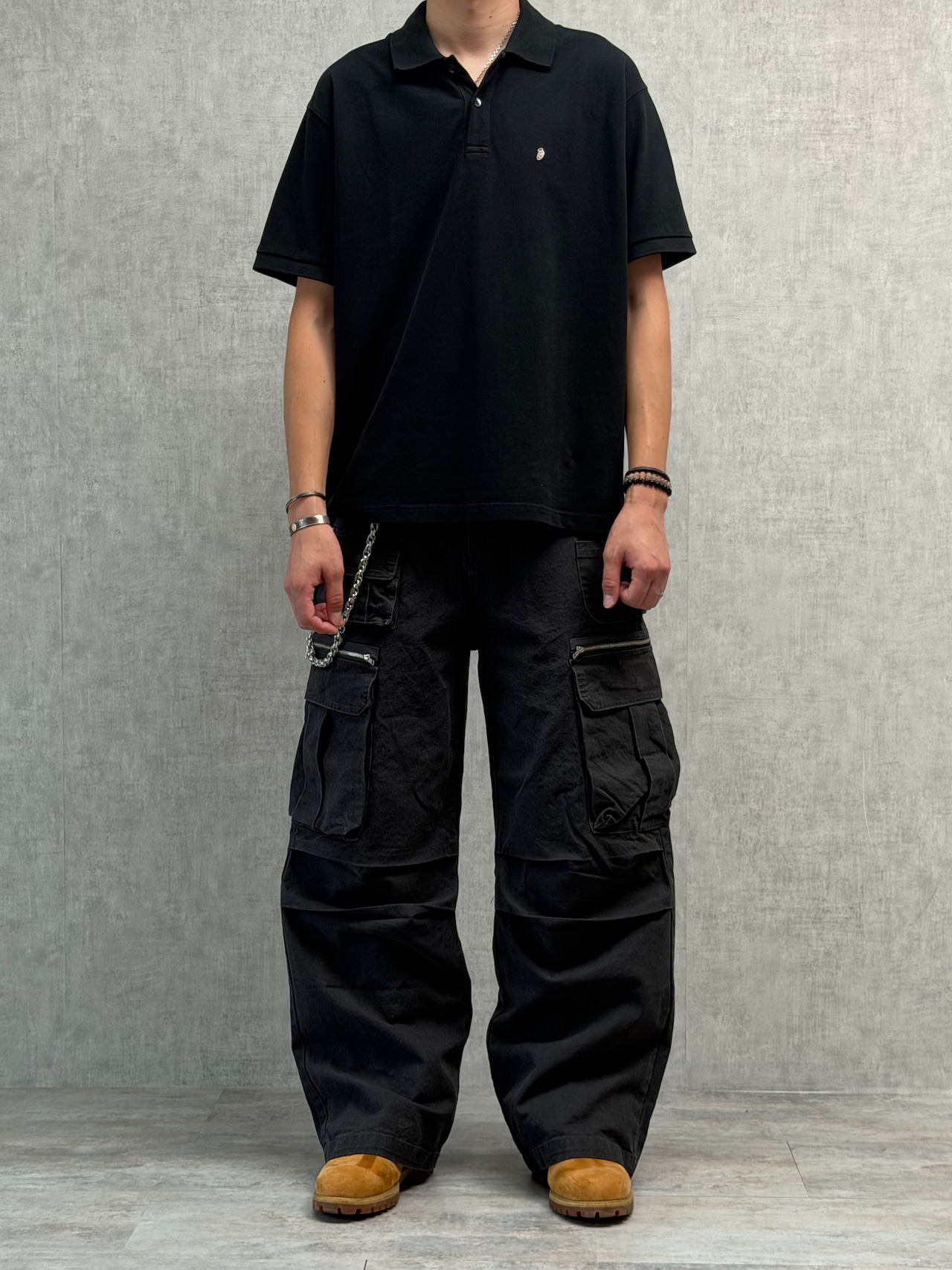 Fade Black Multi Pocket Cargo Pants
