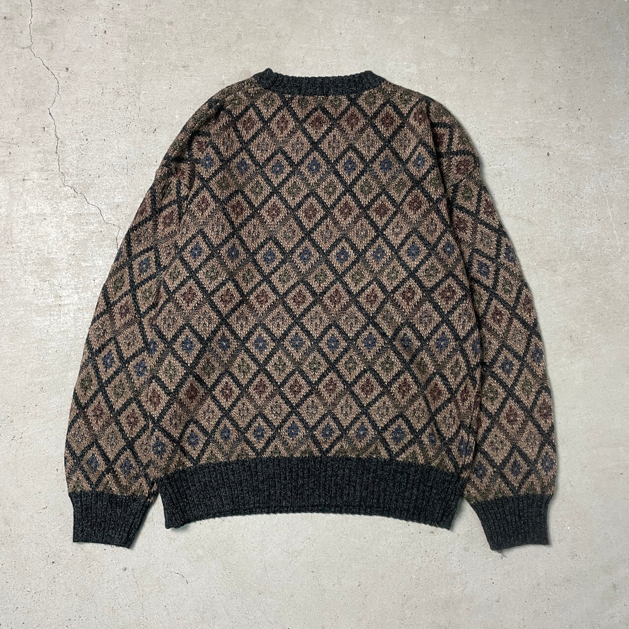 90年代 TOWNCRAFT 総柄 アクリルニットセーター メンズL 古着 90s 
