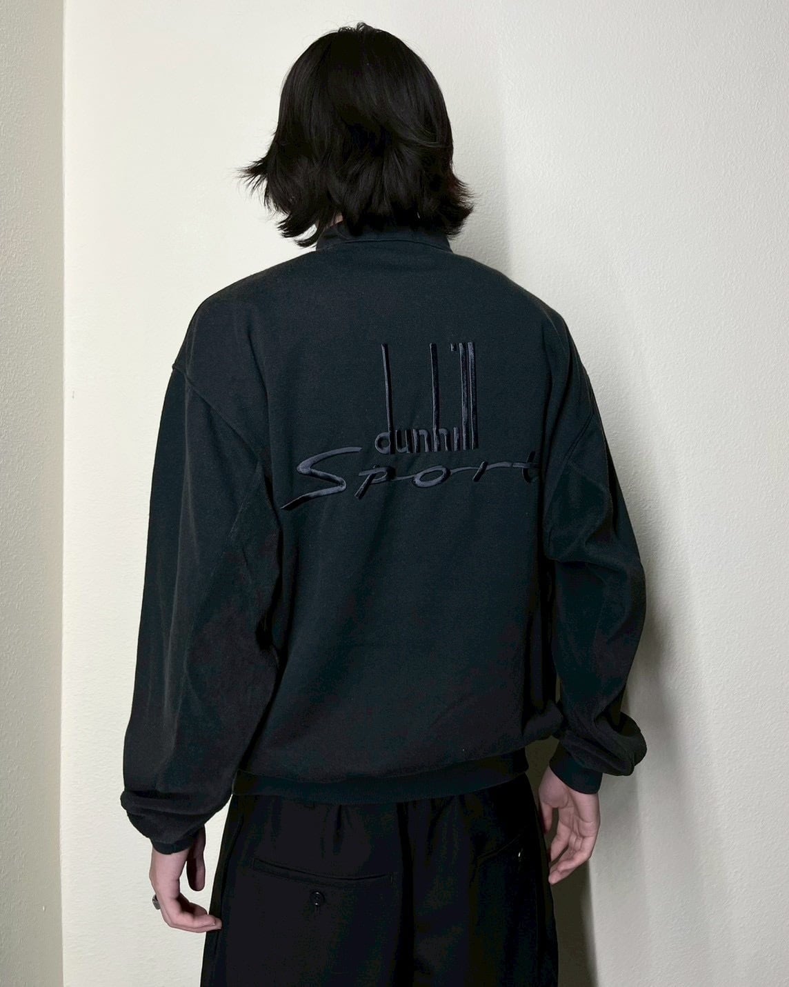 ~90s dunhill Back Logo Embroidery Sweat "Switching Fabric"