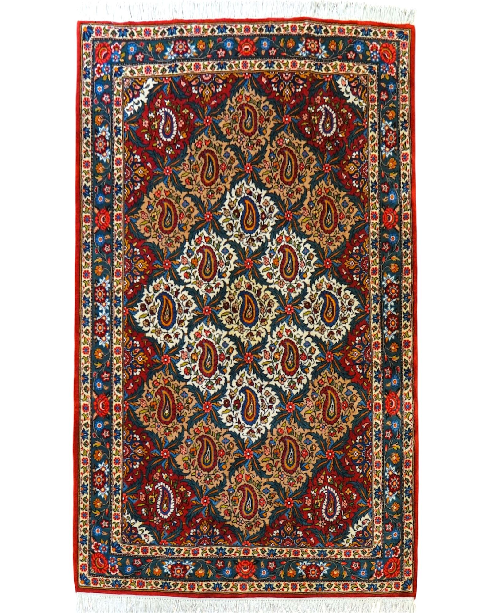 200×136cm ペルシャ絨毯 クム産 アルミ房 シルク 100% 証明書付