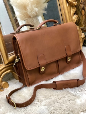COACH コーチ グラブレザー ターンロック ブリーフバッグ ブラウン 