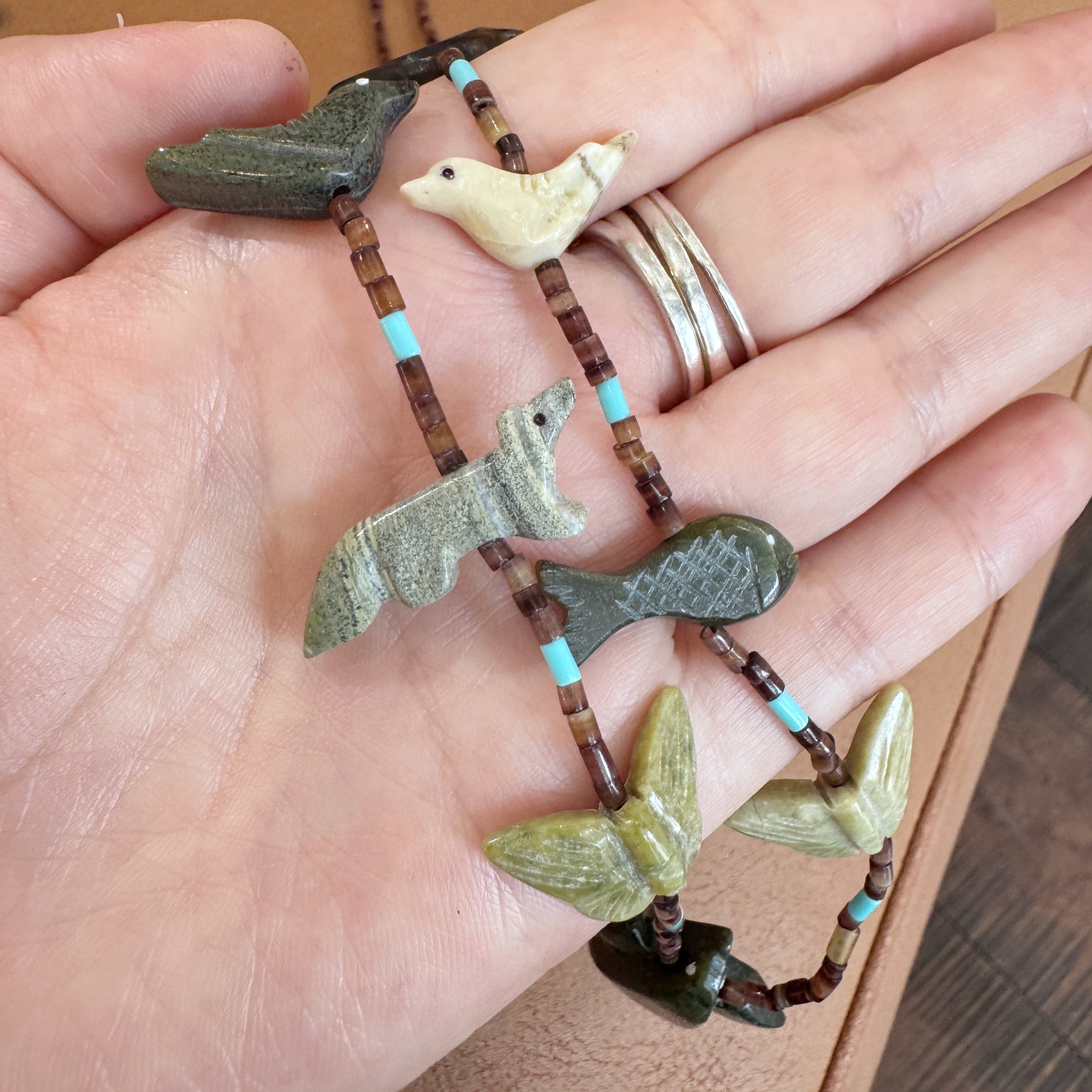 ★☆いちご★フェティッシュネックレス &シルバーバングル２点おまとめ Indian Jewelry》一点物 イーグル ボリューム フェティッシュ