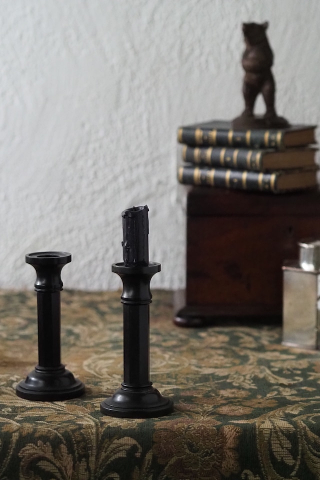 一対の黒檀キャンドルスタンド-antique pair Ebony candle stand