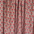 ブロックプリント生地【50cm単位】インド綿  小花柄 ココアブラウン×赤 #59835-BR2
