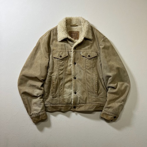 90s EURO Levi's 71500　コーデュロイ　ボア襟　フェード　コーズジャケット　リーバイス　ベージュ　M 古着