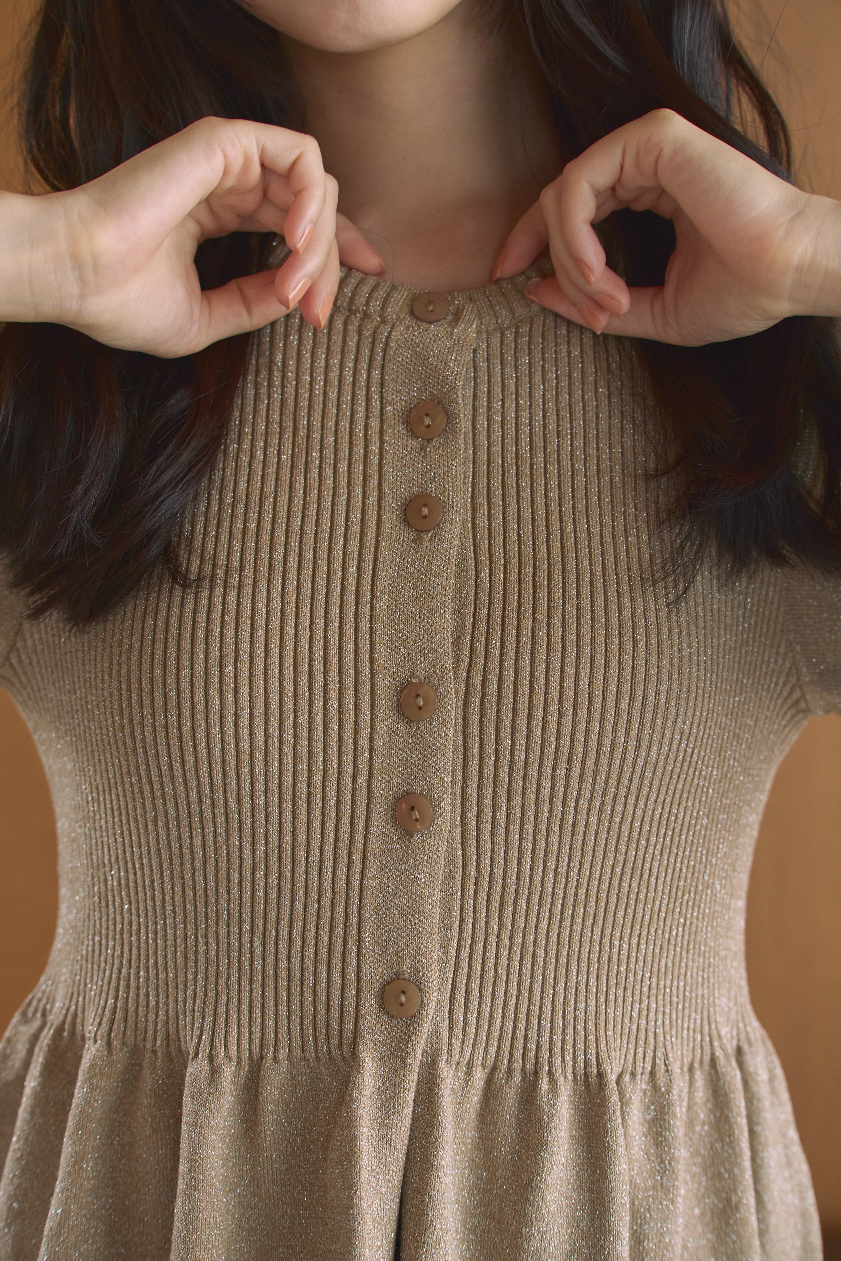 AM670905 glitter peplum cardigan
