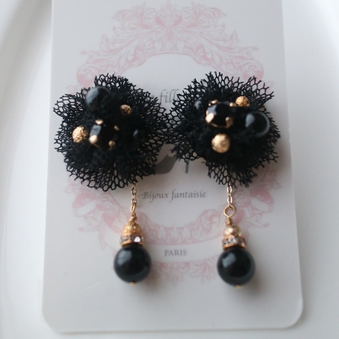 チュールピアス｜Douce lumière（柔らかな光）〈 シアーブラック〉