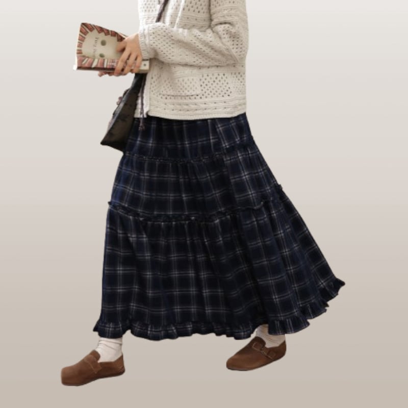 チェック柄コーデュロイスカート M1939