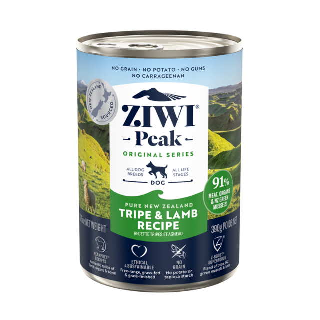 ZIWI Peak (ジウィ ピーク) ドッグ缶 トライプ＆ラム 390g｜全犬種・全年齢対応 【正規品】