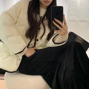 【送料無料】 キルティング ダウン ジャケット 中綿 レディース 秋冬 韓国 防寒 防風 保温 暖かい 薄手 襟付き ウェーブキルティング ダウンコート 大人 カジュアル きれいめ シンプル 大人可愛い 大人女子