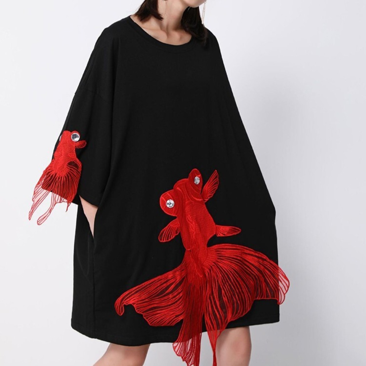 Goldfish Embroidery Dress / ゴールドフィッシュ エンブロイダリー ドレス ワンピース
