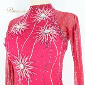 社交ダンス 衣装 チャコット クリスアン 凛舞 Chacott chrisanne 英国製 スタンダード ドレス スタンダードドレス デモ 競技 フロート ピンク パーティ 発表会 ピンク系 スタイル クラシック ウェア 美しい デザイン ダンス衣装 フレア スカート 光沢 上品