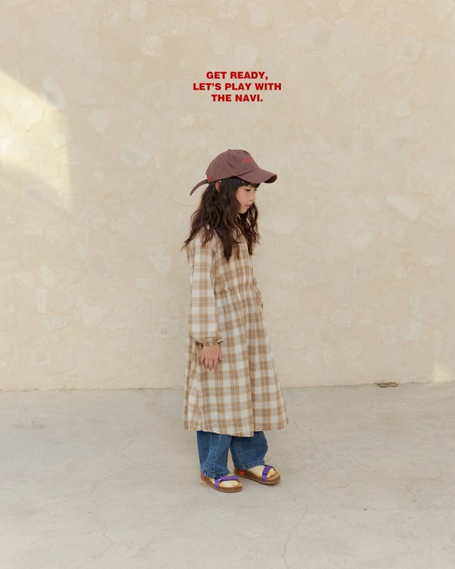 《送料無料》予約：チェックワンピース【navi】※ジュニアサイズ