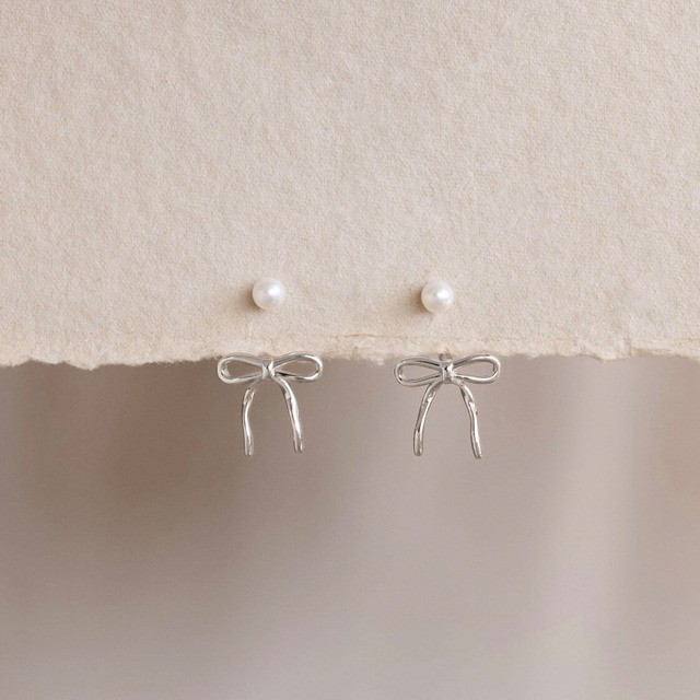 2way ribbon ear jacket pierce silver925 [p799]