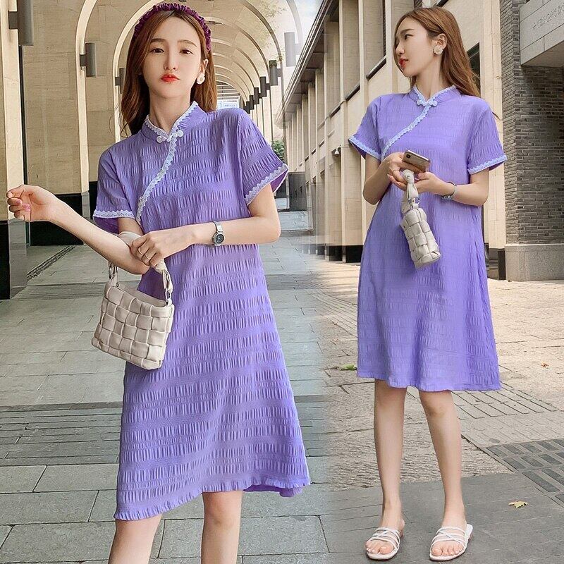 【新作】【送料無料】 8100＃マタニティドレスサマー半袖イージーマッチングスリミングルーズスタイリッシュAラインドレス妊婦ママドレス ショート ハーフスリーブ 夏物 AL expec374457439944