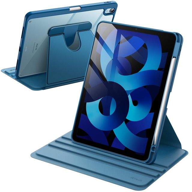 JETech iPad Air 11インチ M4/M3/M2・Air 5/4用 360°回転ケースカバー (ブルー)